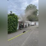 Dinslaken: Feuerwehr holte Gasflaschen aus brennender Garage