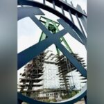 Zeche Dinslaken: Warum der Förderturm noch eingerüstet ist