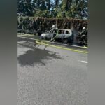 Feuerwehr Dinslaken löscht brennendes Auto auf der A3