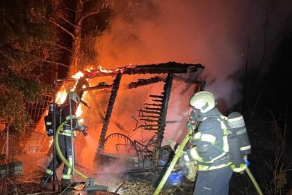 Nachts in Hiesfeld: Zwei Gartenlauben gehen in Flammen auf